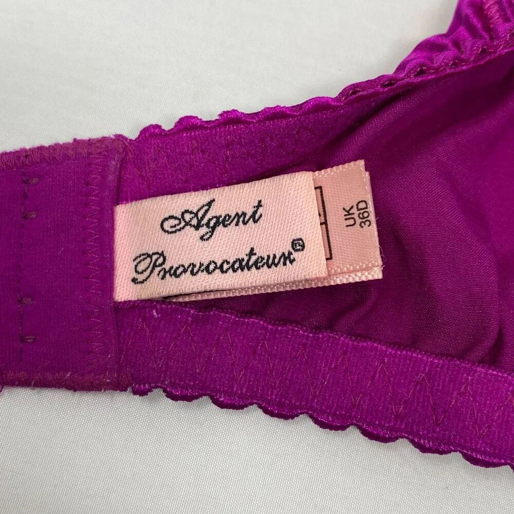 Agent Provocateur Molly Purple Silk Bra 36D New - Picture 13 of 14